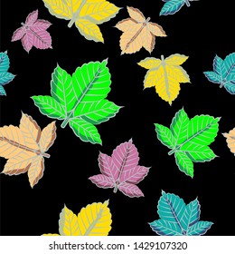 Seamless pattern maple leaf colorful