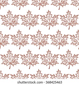 seamless pattern maple leaf dots. Maple leaf circles-Vector illustration