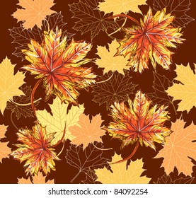 Seamless pattern with maple leafs. Autumn leafs background.