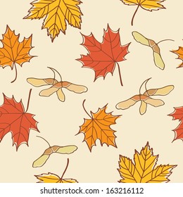 Seamless pattern of maple leaves