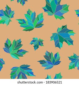 Seamless pattern of maple leaves