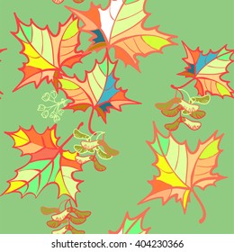 seamless pattern maple leaves in autumn, vector