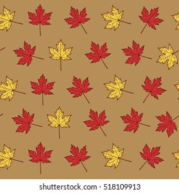 seamless pattern with maple leaves. autumn flat design. background