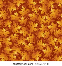 Seamless pattern. Maple leaves. Camouflage. Background of five-pointed stars and concentric figures. Editable.