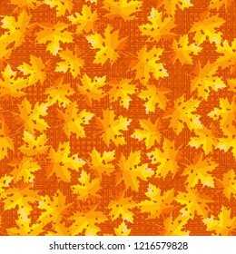 Seamless pattern. Maple leaves. Camouflage. Background of five-pointed stars and squares. Editable.