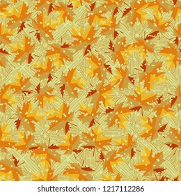 Seamless pattern. Maple leaves. Camouflage. Parquet background. Editable.