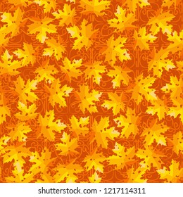 Seamless pattern. Maple leaves. Camouflage. Lace background. Editable.