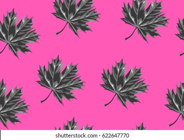 Seamless pattern with maple leaves. Decorative ornament.