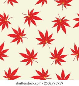 A seamless pattern maple leaves, designed for versatility in digital and physical projects. This pattern adds a natural and elegant touch, perfect for backgrounds, fabrics, or seasonal decorations