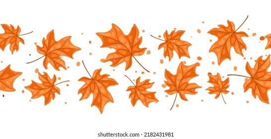 Seamless pattern with maple leaves. Image of autumn plant.