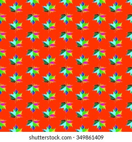  A seamless pattern with maple leaves on an orange background