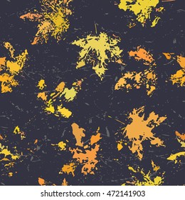 Seamless pattern with maple leaves prints. Autumn background