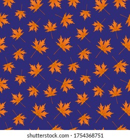 Seamless pattern with maple leaves. Repeat botanical pattern. Vector illustration.