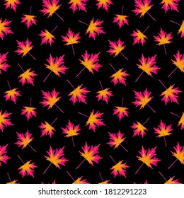 Seamless pattern with maple leaves. Repeat botanical pattern. Vector illustration.