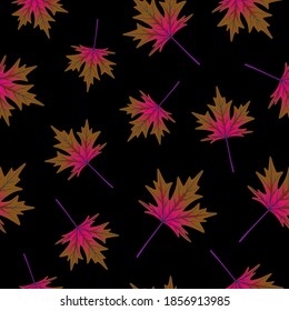 Seamless pattern with maple leaves. Repeat botanical pattern. Vector illustration.