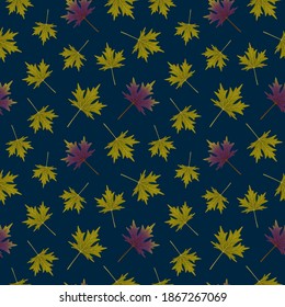 Seamless pattern with maple leaves. Repeat botanical pattern. Vector illustration.