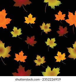 Seamless pattern with maple leaves. Texture  background design for web banner, print, wallpaper. Vector illustration.