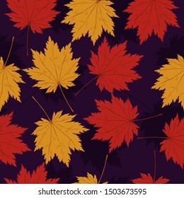 Seamless pattern with maple leaves. Vector graphics
