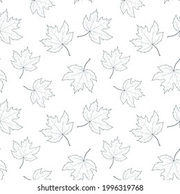 Seamless pattern with maple leaves. Vector isolated background with fallen leaf outlines. Texture for textile or wrapping paper.