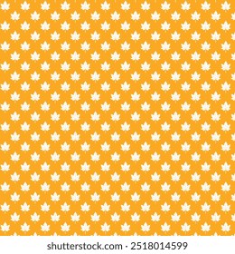 Seamless pattern with maple leaves. Vector illustration. Orange background.