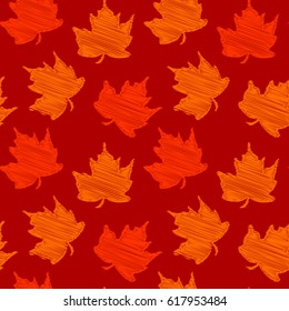  Seamless pattern of maple leaves, vector