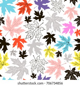 Seamless pattern with maple leaves.Vector