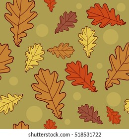 seamless pattern of maple and oak leaves. Golden autumn. orange sheets.