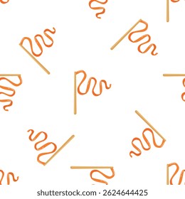 Seamless pattern of maple taffy on a stick, a traditional canadian treat