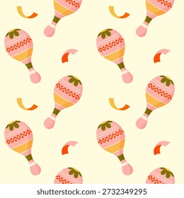 Patrón sin fisuras con maracas sobre un fondo claro. Ilustración vectorial