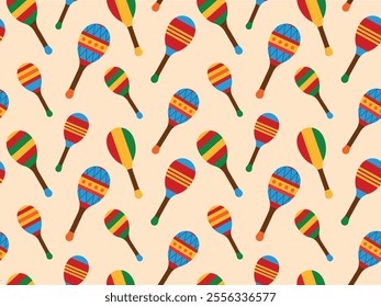 Seamless pattern with maracas. Vector illustration of traditional Mexican instruments, for background, textile, wrapping paper