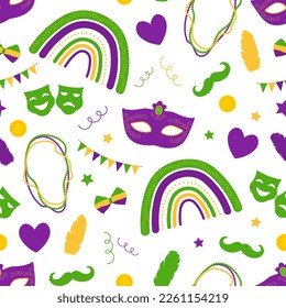 Seamless pattern Mardi Gras symbol vector illustration