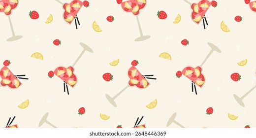 Padrão perfeito com coquetel de margarita e limões. Fundo brilhante para promoções, decorações de festa, menus, descontos, embalagem