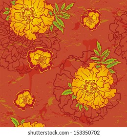 Seamless Pattern With Marigold.