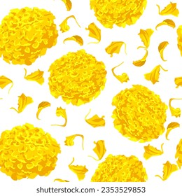 A seamless pattern of marigold flower. vector illustration. flower background.