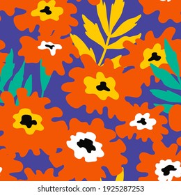 Seamless pattern with marigold  flowers. Can be used for printing on fabric and paper and other surfaces