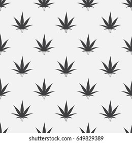 Seamless pattern Marijuana icon Cannabis leaf vector illustration isolated on white background Medical canabis sign Legalize symbol. Fabric textile texture banner for web site, wrapping backdrop card