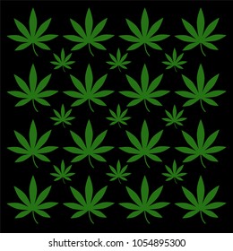 Seamless pattern. Marijuana icon.Cannabis leaf vector illustration