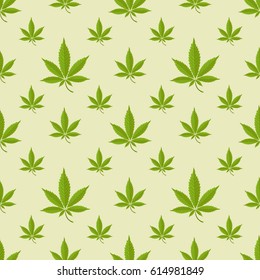 Seamless pattern with marijuana leaf