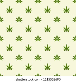 Seamless pattern with marijuana leaf. Cannabis background. Pattern can be used for fabric design, wallpaper, wrapping papers. Isolated vector illustration.