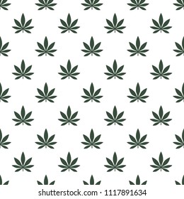 Patrón transparente con hoja de marihuana. Antecedentes de cannabis. El patrón se puede utilizar para el diseño de tela, papel pintado, papel de envoltura. Ilustración vectorial aislada.