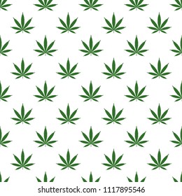 Seamless pattern with marijuana leaf. Cannabis background. Pattern can be used for fabric design, wallpaper, wrapping papers. Isolated vector illustration.