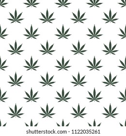 Seamless pattern with marijuana leaf. Cannabis background. Pattern can be used for fabric design, wallpaper, wrapping papers. Isolated vector illustration.