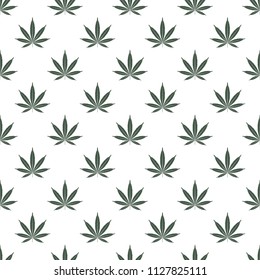 Seamless pattern with marijuana leaf. Cannabis background. Pattern can be used for fabric design, wallpaper, wrapping papers. Isolated vector illustration.