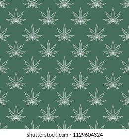 Patrón transparente con hoja de marihuana. Antecedentes de cannabis. El patrón se puede utilizar para el diseño de tela, papel pintado, papel de envoltura. Ilustración vectorial aislada.