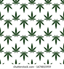 Patrón transparente con hoja de marihuana. Antecedentes de cannabis. El patrón se puede utilizar para el diseño de tela, papel pintado, papel de envoltura. Ilustración vectorial aislada.