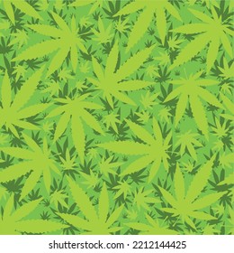 Patrón sin foco con hoja de marihuana. Fondo de cannabis. El patrón se puede usar para el diseño de tela, papel pintado, papel de envoltura.
