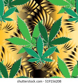 Seamless  pattern with marijuana leaves. Modern cannabis background. Vector marijuana  background. Marijuana pattern.