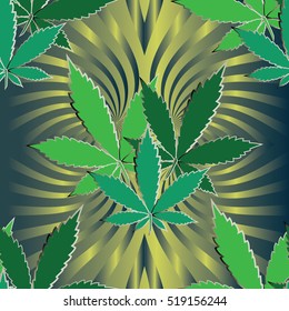 Seamless  pattern with marijuana leaves. Modern cannabis marihuana background. Vector marijuana  design. Marijuana background.Marijuana pattern. Marihuana illustration.