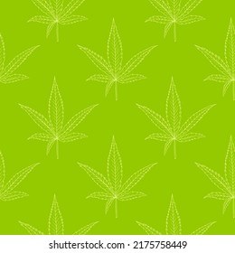 Seamless pattern with marijuana leaves in monochrome. Background for fabric, wrapping paper, banner, digital paper, banner. Vector design with cannabis.