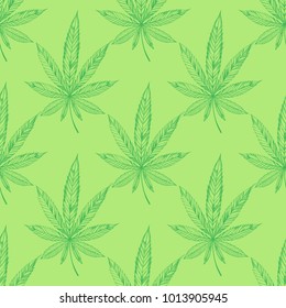 Seamless pattern with marijuana leaves for wallpaper, web page background and more.